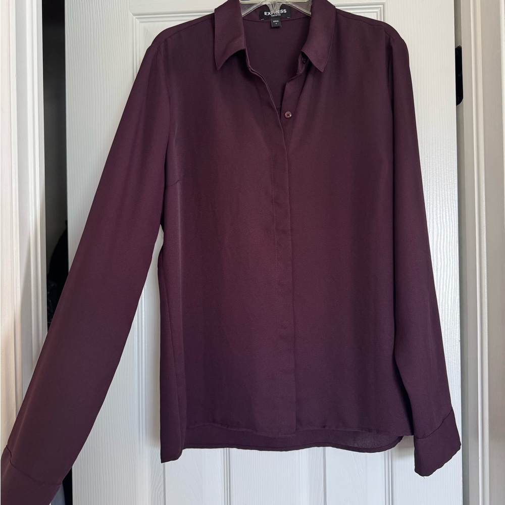 Express Maroon Long Sleeve Button Down Shirt, Women’s size small